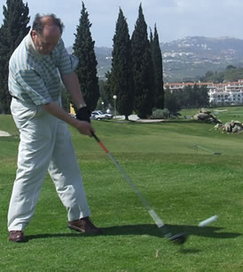 Captain Pat Donnellan Drives of at Los Olivos Course, Mijas, Spain 2006.